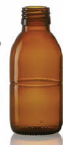 100 ml siroopfles, amber, type 3 geblazen glas