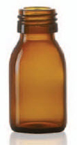 125 ml siroopfles, amber, type 3 geblazen glas