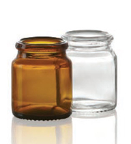 18 ml tabletpot, amber, type 3 geblazen glas